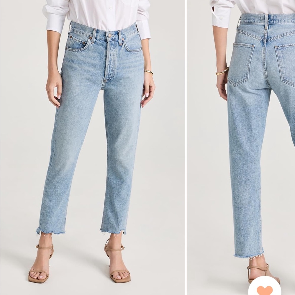Agolde Riley High Rise Straight Leg Jeans in Zephyr Wash